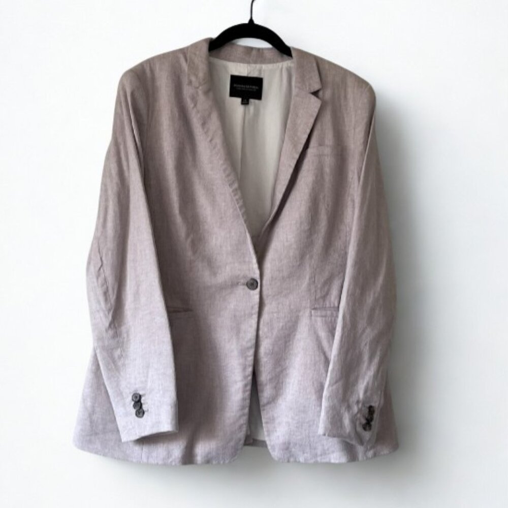 Banana Republic Long & Lean Blazer Light Grey Linen Blend Size 14 - Picture 2 of 8